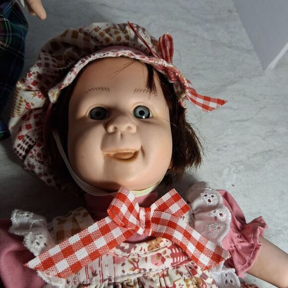 Gi-Go Boy Doll Plaid Outfit, & Girl Doll Red Outfit, Smiles on Both Baby Doll's - Picture 3 of 7